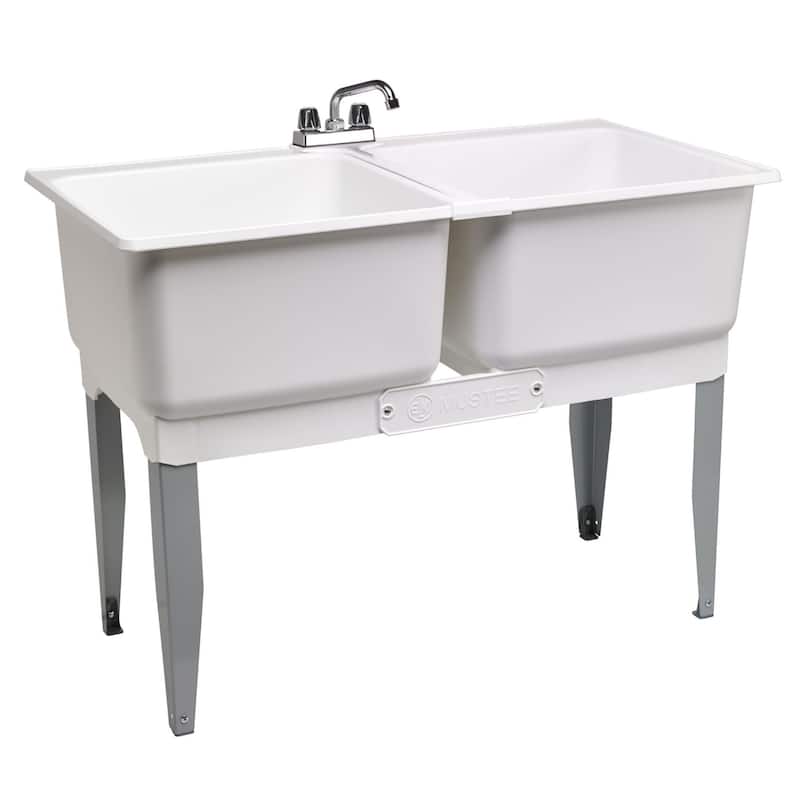 Double Laundry Tub 46-in - White