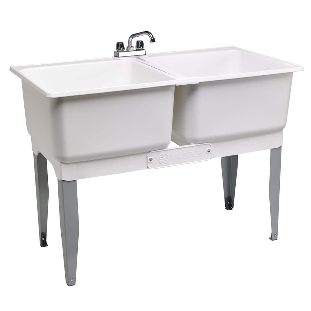 Double Laundry Tub 46-in - White