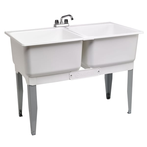 Double Laundry Tub 46-in - White - Overstock - 29296546