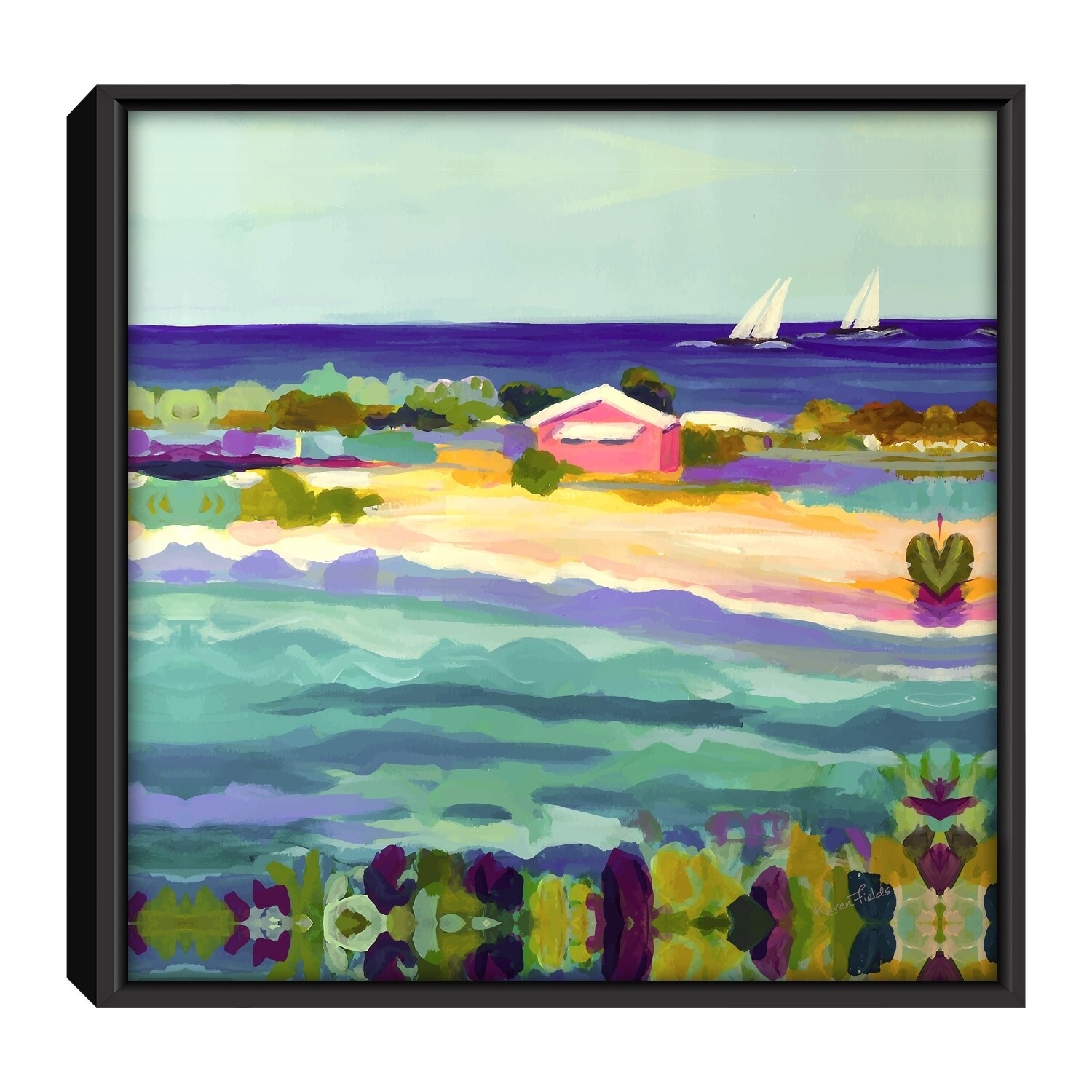 Shop Star Home Decor Pink Cottage Sea Art By Karen Fields Framed