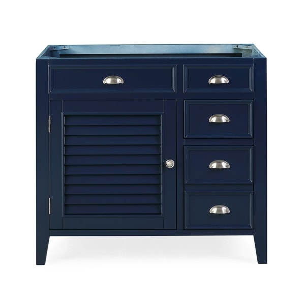 36" Benton Collection Zapata Navy Blue No Top Bathroom Vanity