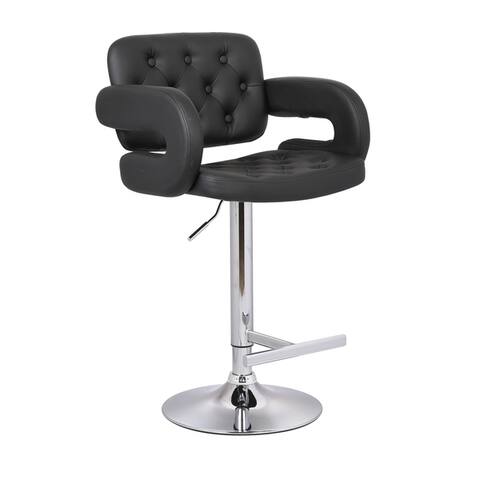 Modern Black Adjustable Swivel Tufted Upholstered Barstool Set of 3