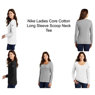 Nike Ladies Core Cotton Long Sleeve Scoop Neck Tee
