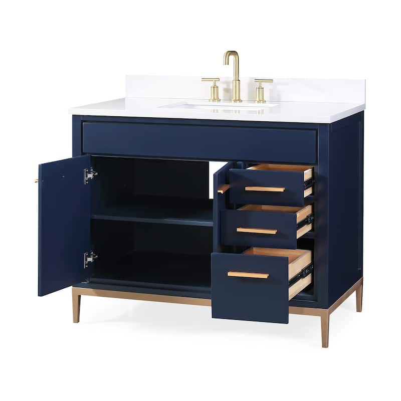 42" Tennant Brand Beatrice Navy Blue Contemporary Bathroom Vanity