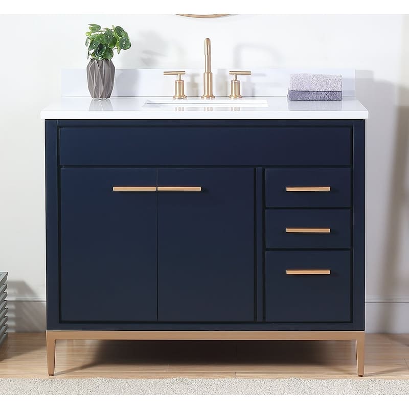 42" Tennant Brand Beatrice Navy Blue Contemporary Bathroom Vanity