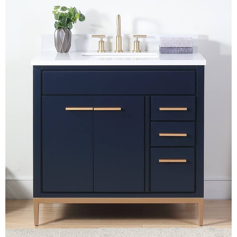 36" Tennant Brand Beatrice Modern Navy Blue Bathroom Vanity - Painted - Single Vanities - Blue
