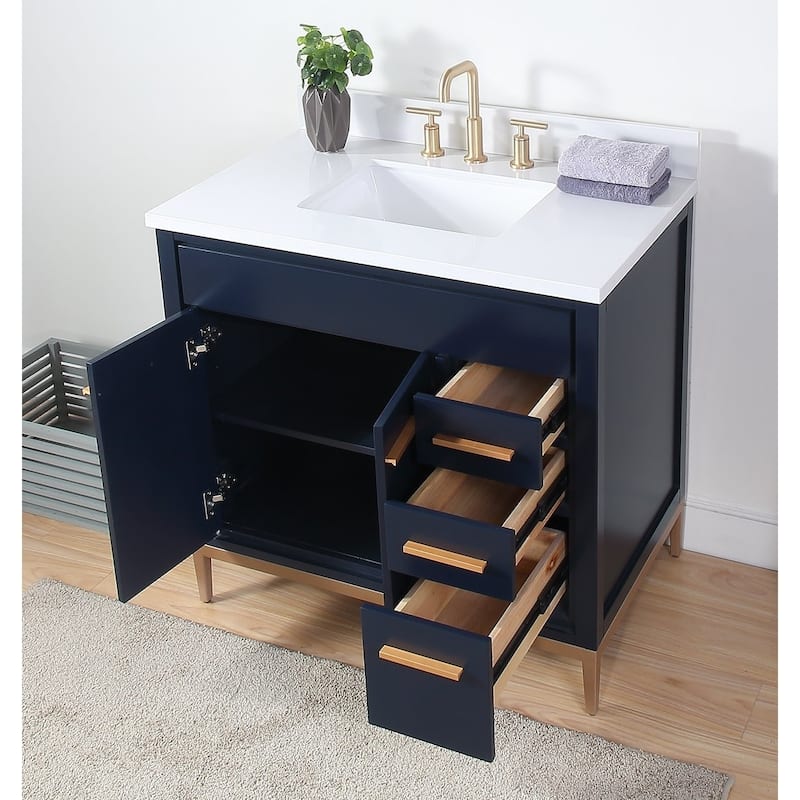 36" Tennant Brand Beatrice Modern Navy Blue Bathroom Vanity