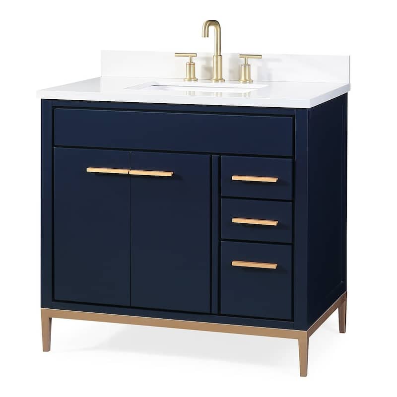 36" Tennant Brand Beatrice Modern Navy Blue Bathroom Vanity