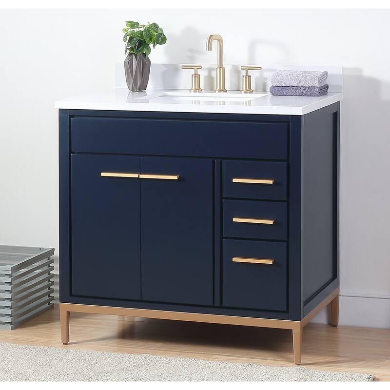 36" Tennant Brand Beatrice Modern Navy Blue Bathroom Vanity