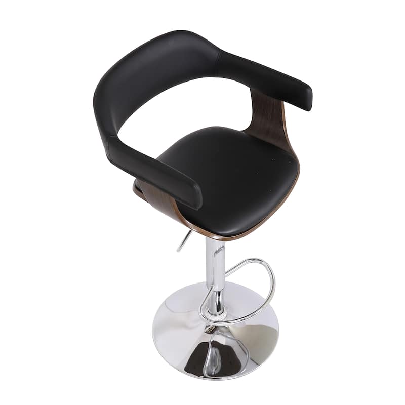 Contemporary Swivel Adjustable Oak Wood Barstool Set of 3
