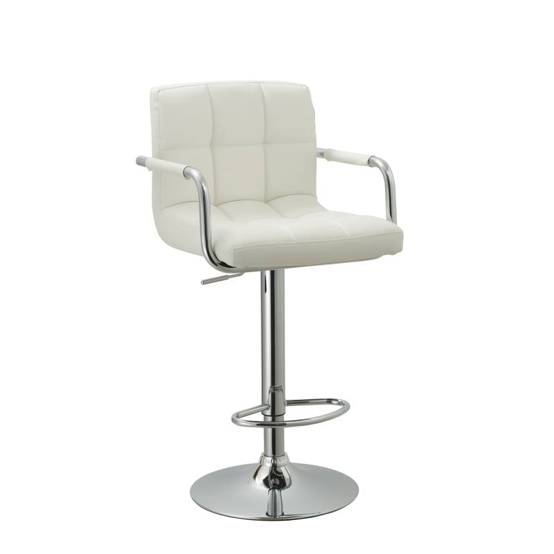 Modern Swivel Adjustable Faux Leather Metal Barstools (Set of 3) - White