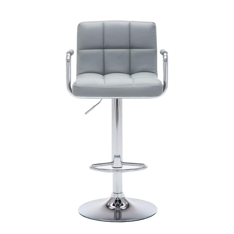 Modern Swivel Adjustable Faux Leather Metal Barstools (Set of 3)