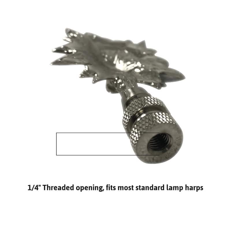 Wolf Head Lamp Finial Brushed Nickel Base 2.75"h
