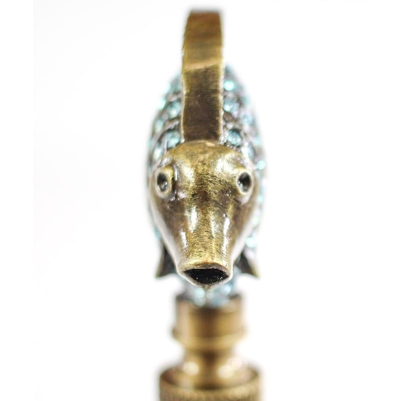 Tropical Fish with Aegean Blue Glass Antique Brass Finish 2.25"h