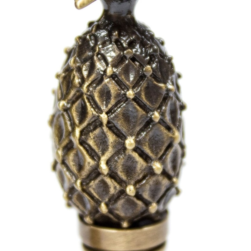 Tall Pineapple Lamp Finial Antique Brass Metal 2.5"h