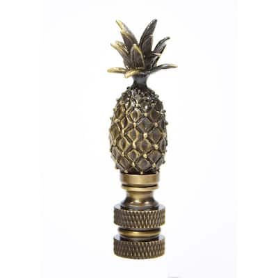 Tall Pineapple Lamp Finial Antique Brass Metal 2.5"h