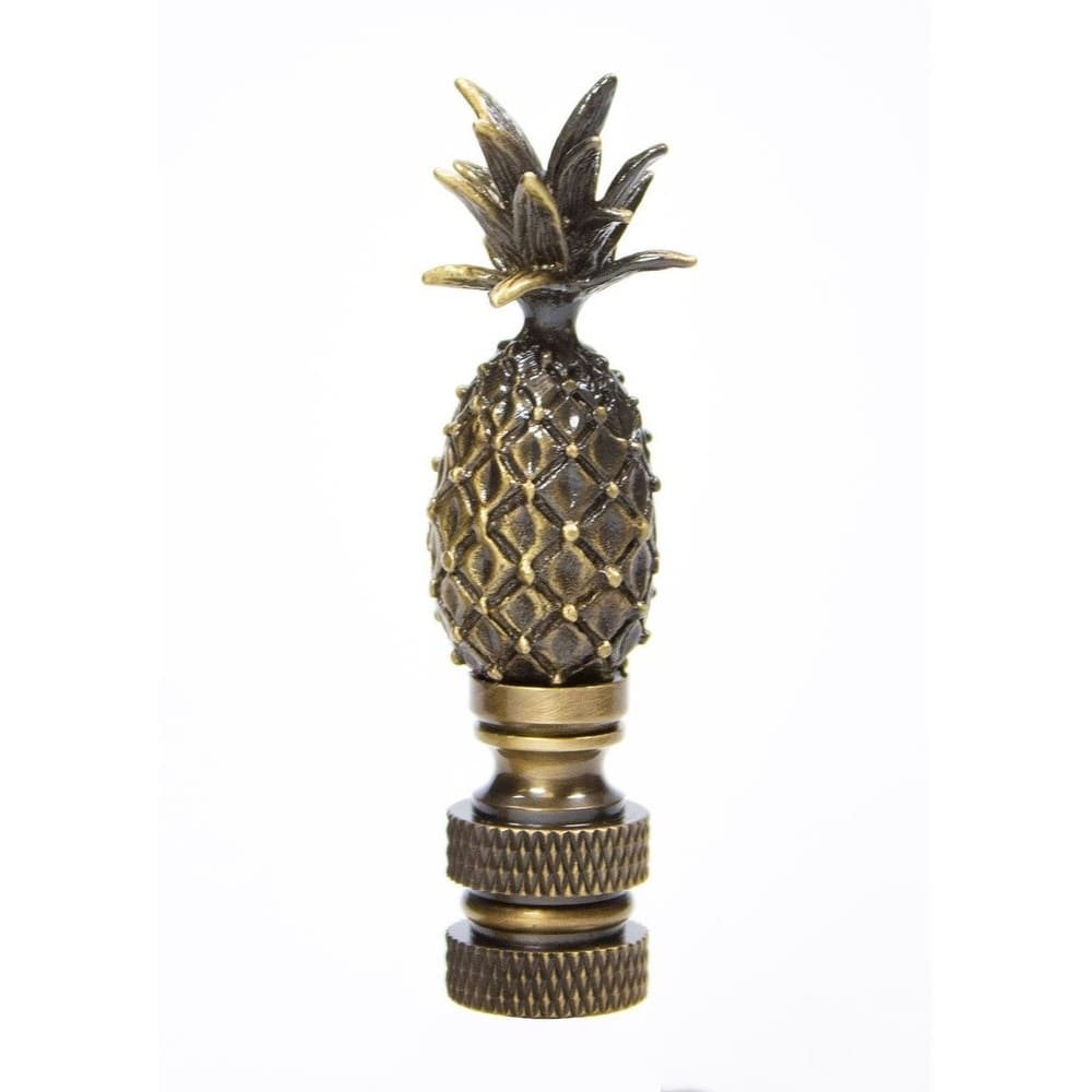 Tall Pineapple Lamp Finial Antique Brass Metal 2.5"h