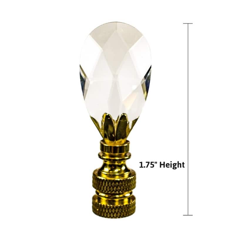 Stephanov Crystal Small Tear Drop Lamp Finial Polished Brass 2.5"h