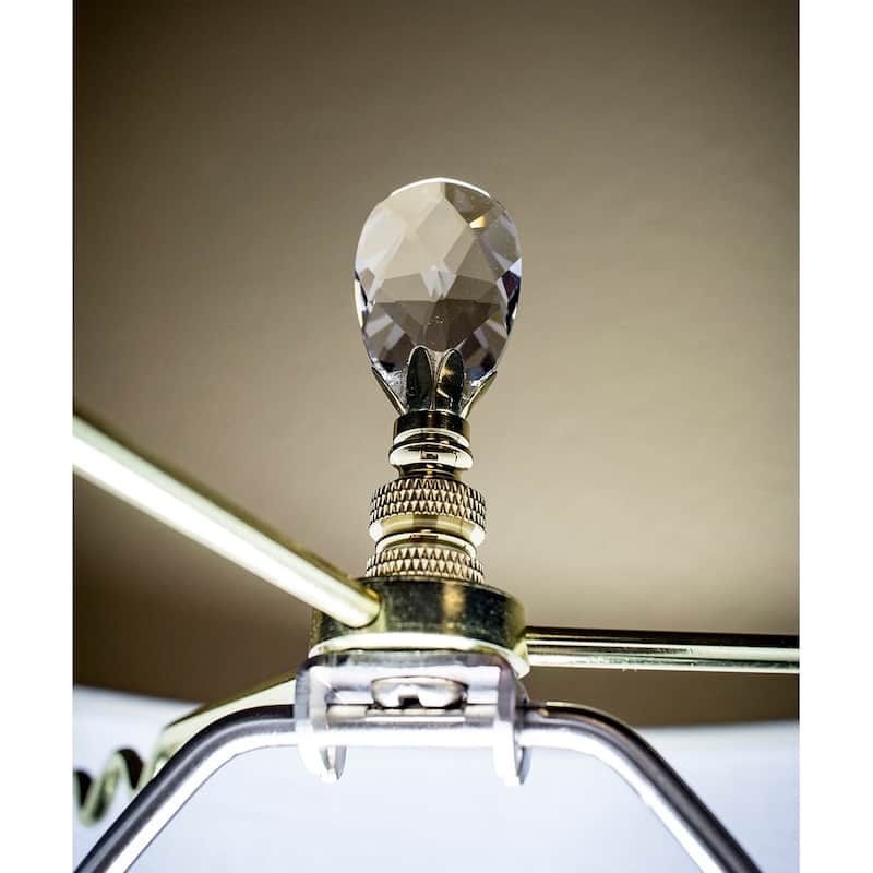 Stephanov Crystal Small Tear Drop Lamp Finial Polished Brass 2.5"h