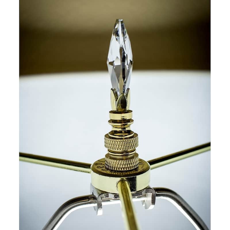 Stephanov Crystal Small Tear Drop Lamp Finial Polished Brass 2.5"h