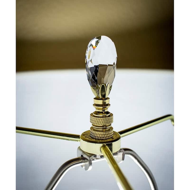Stephanov Crystal Small Tear Drop Lamp Finial Polished Brass 2.5"h
