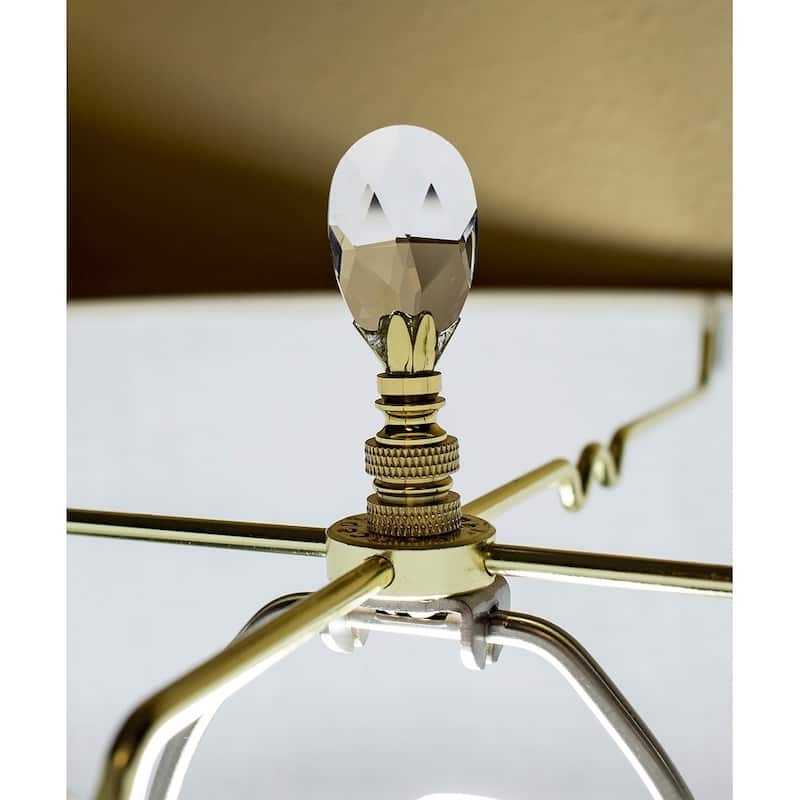Stephanov Crystal Small Tear Drop Lamp Finial Polished Brass 2.5"h