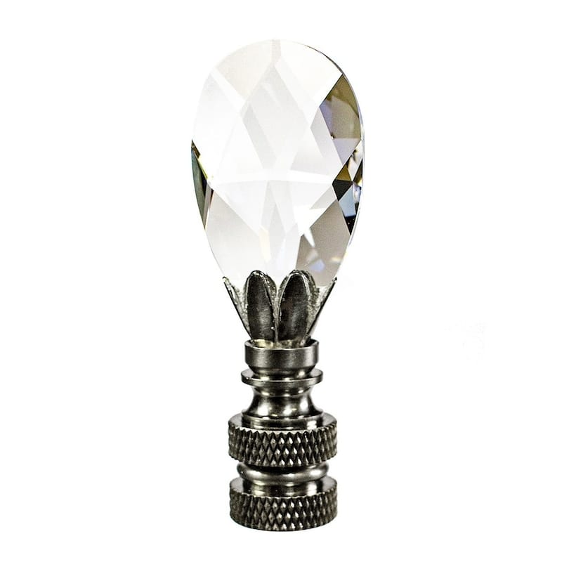 Stephanov Crystal Small Teardrop Nickel Base Lamp Finial 2.5"h