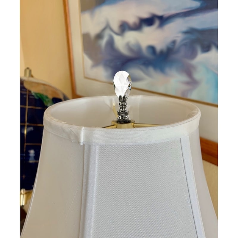 Stephanov Crystal Small Teardrop Nickel Base Lamp Finial 2.5"h