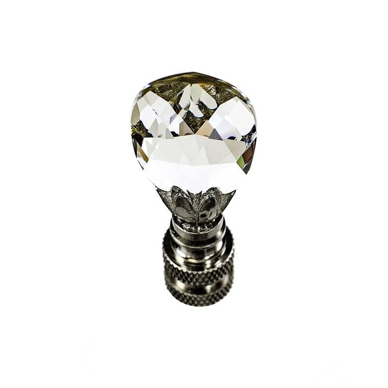 Stephanov Crystal Small Teardrop Nickel Base Lamp Finial 2.5"h