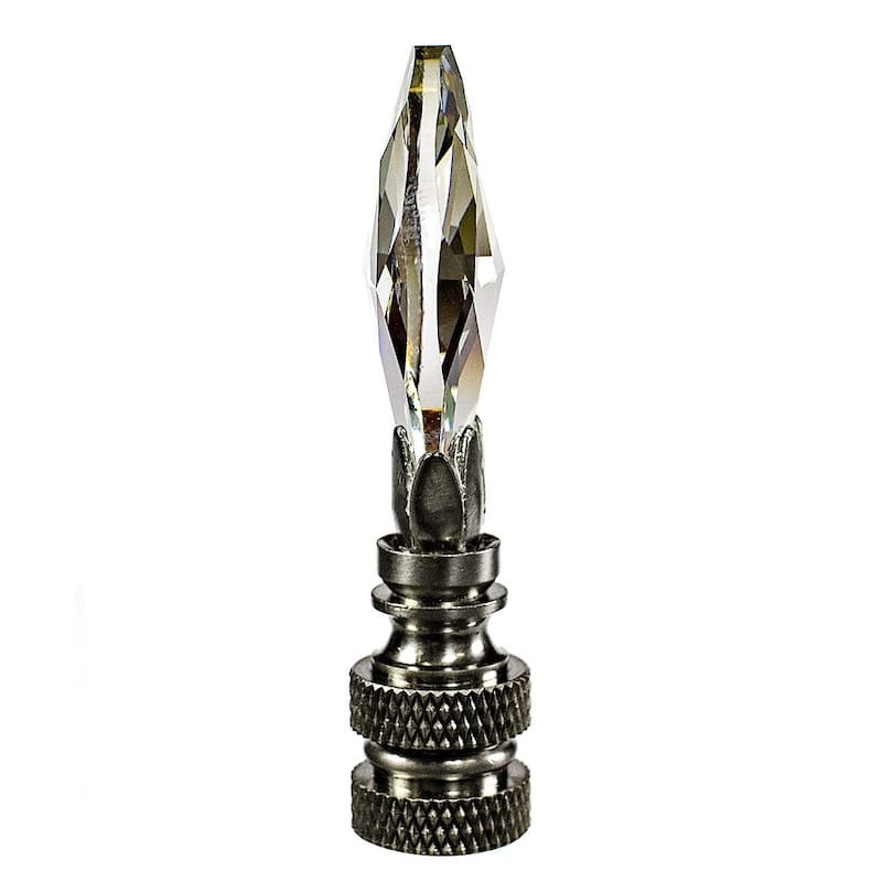 Stephanov Crystal Small Teardrop Nickel Base Lamp Finial 2.5"h
