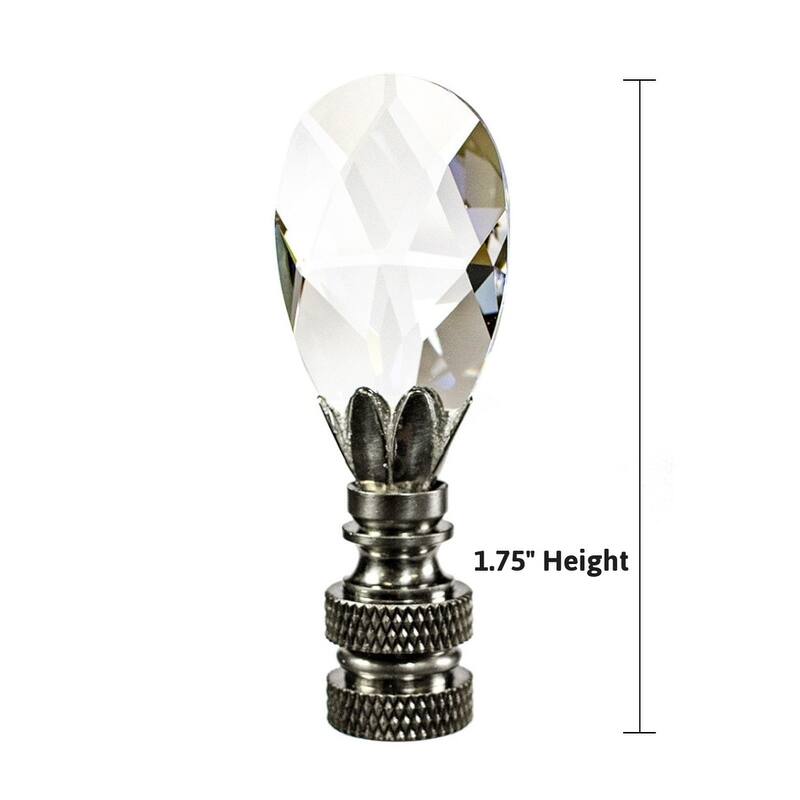 Stephanov Crystal Small Teardrop Nickel Base Lamp Finial 2.5"h