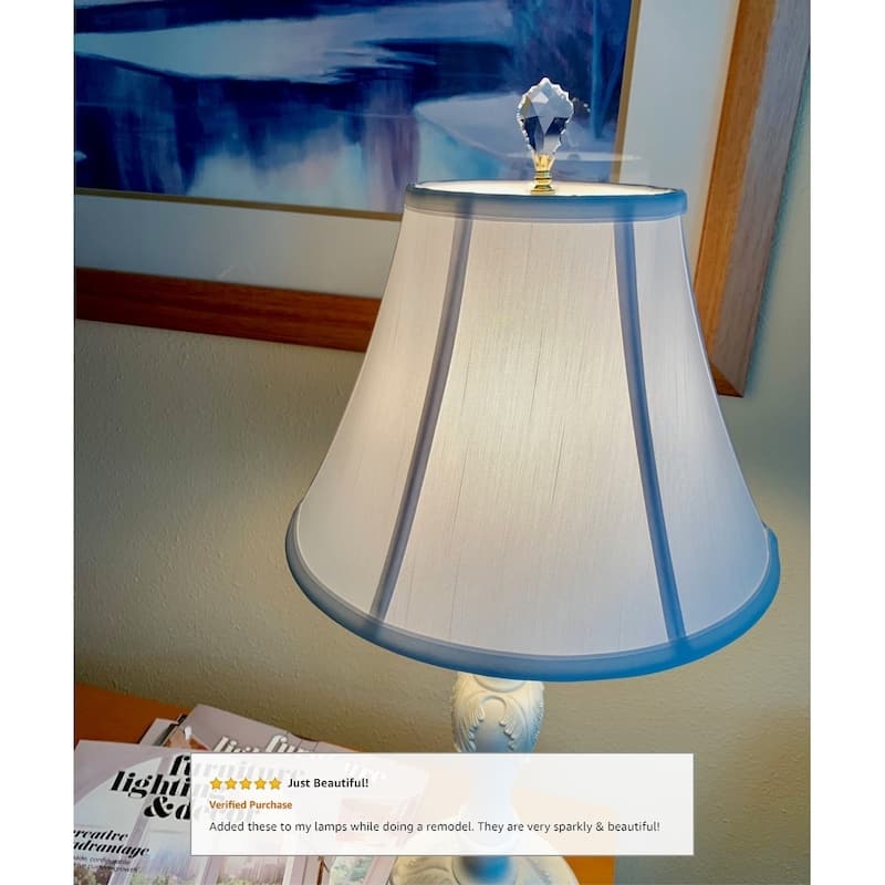Crystal Gothic Cross Lamp Finial Polished Brass Knurled Base 2.75"h