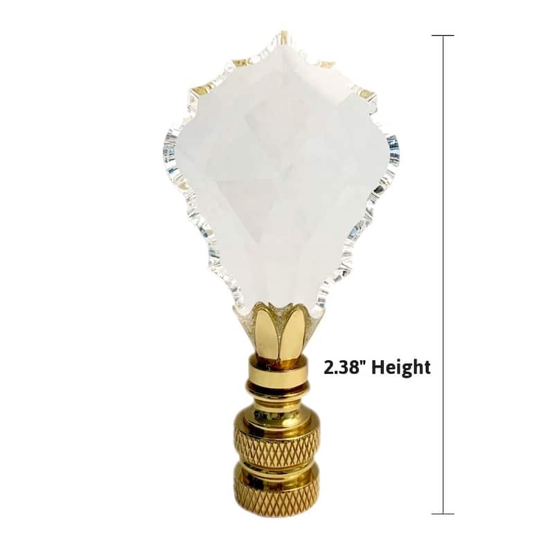 Crystal Gothic Cross Lamp Finial Polished Brass Knurled Base 2.75"h