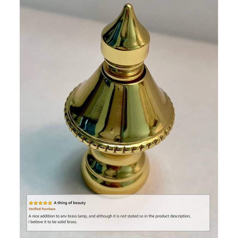 Beaded Knob Spire Lamp Finial Polished Brass 1.5"h