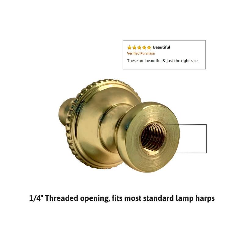 Beaded Knob Spire Lamp Finial Polished Brass 1.5"h