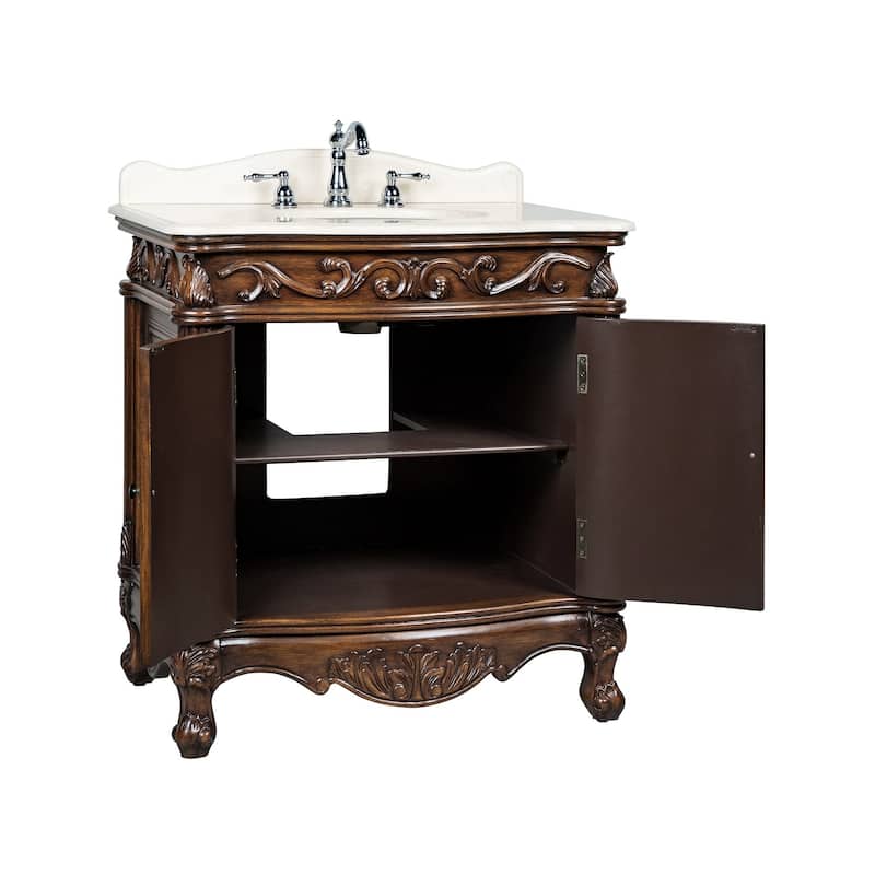 32" Benton Collection Fiesta Traditional Brown Bathroom Vanity
