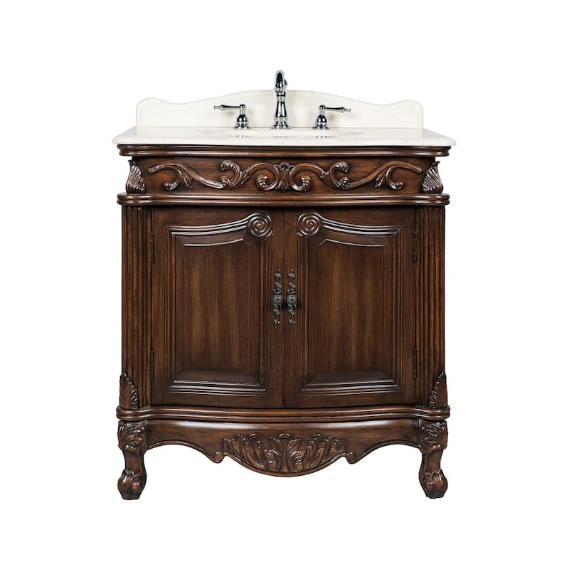 32" Benton Collection Fiesta Traditional Brown Bathroom Vanity