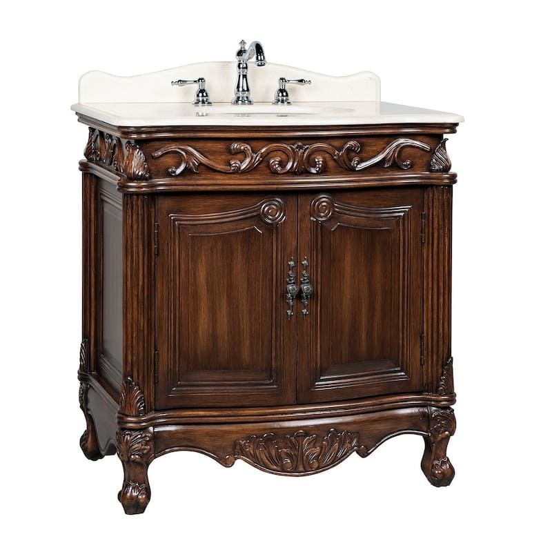 32" Benton Collection Fiesta Traditional Brown Bathroom Vanity