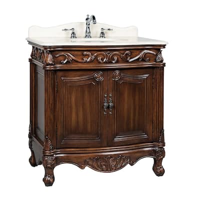 32" Benton Collection Fiesta Traditional Brown Bathroom Vanity