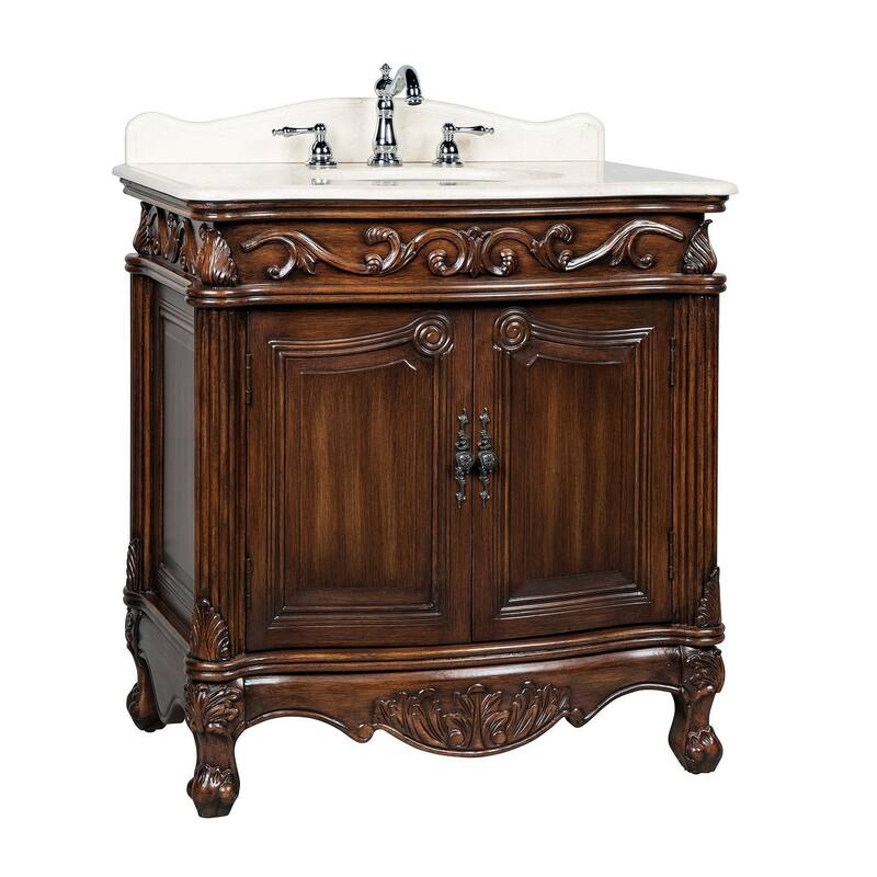 32" Benton Collection Fiesta Traditional Brown Bathroom Vanity
