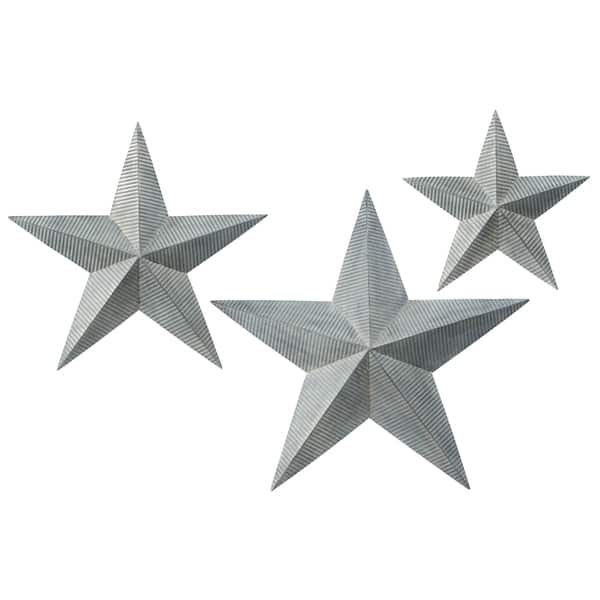 Utc16702 Metal Star Wall Decor With Corrugated Design Body Set Of Three Galvanized Finish Gray On Sale Overstock 29297628