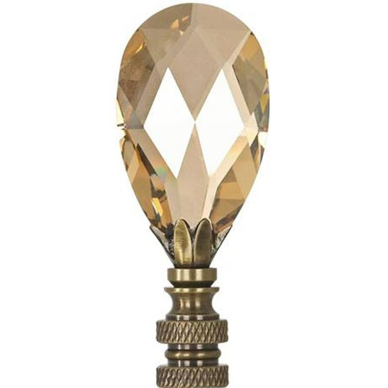 Stephanov Large Champagne Crystal Teardrops Antique Brass 2.85"h - N/A