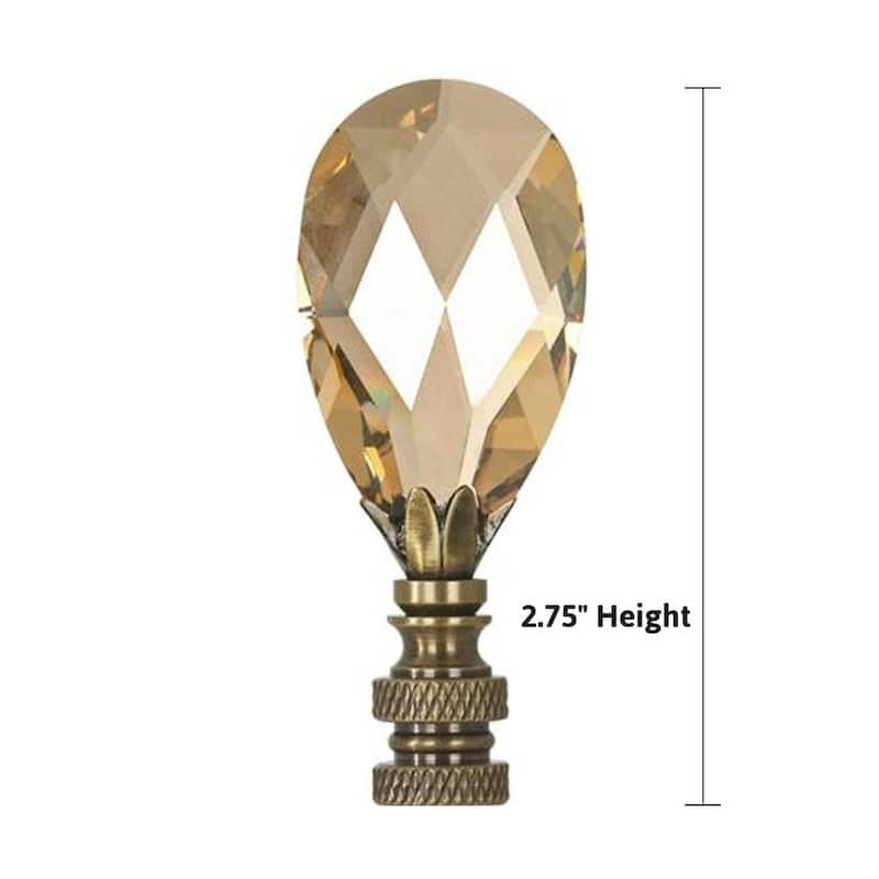 Stephanov Large Champagne Crystal Teardrops Antique Brass 2.85"h