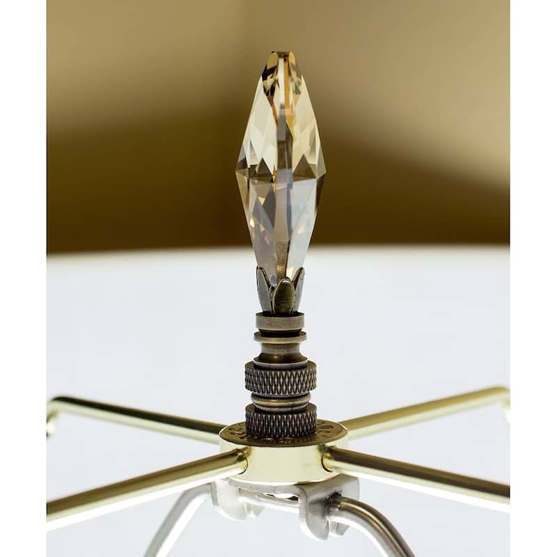 Stephanov Large Champagne Crystal Teardrops Antique Brass 2.85"h