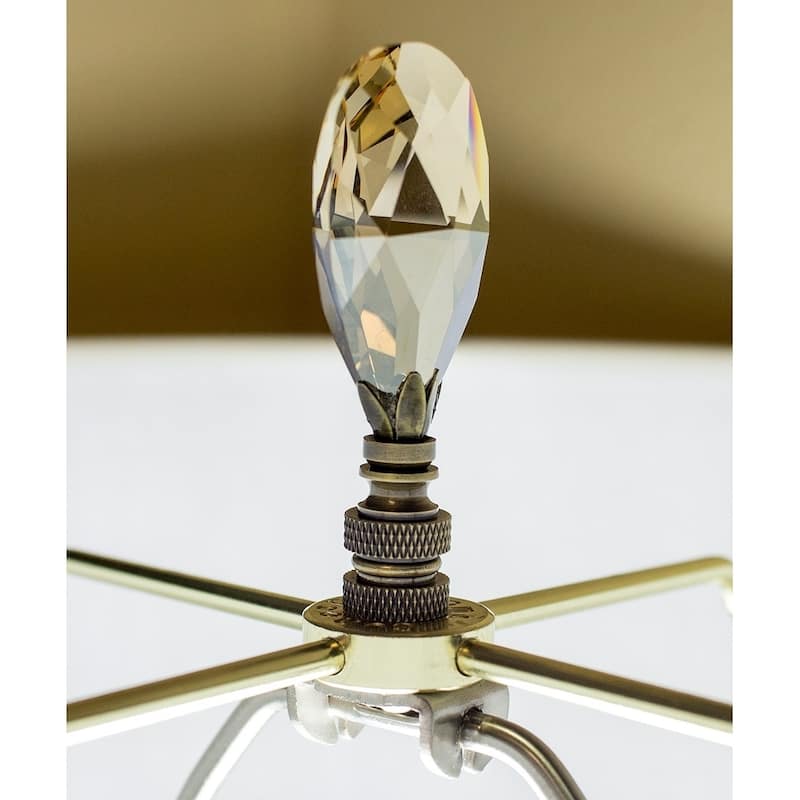 Stephanov Large Champagne Crystal Teardrops Antique Brass 2.85"h