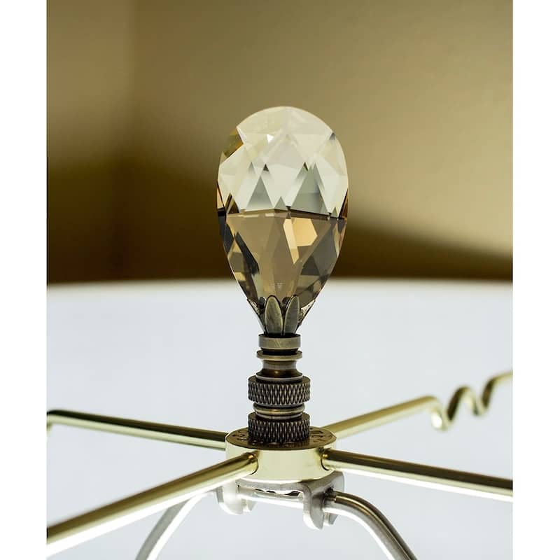 Stephanov Large Champagne Crystal Teardrops Antique Brass 2.85"h
