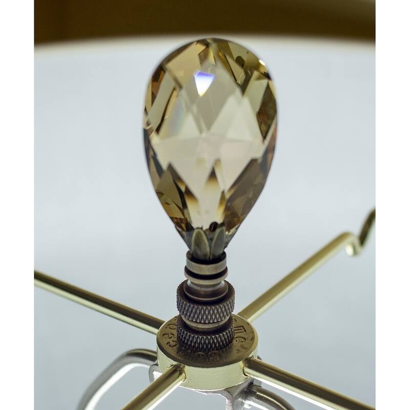 Stephanov Large Champagne Crystal Teardrops Antique Brass 2.85"h