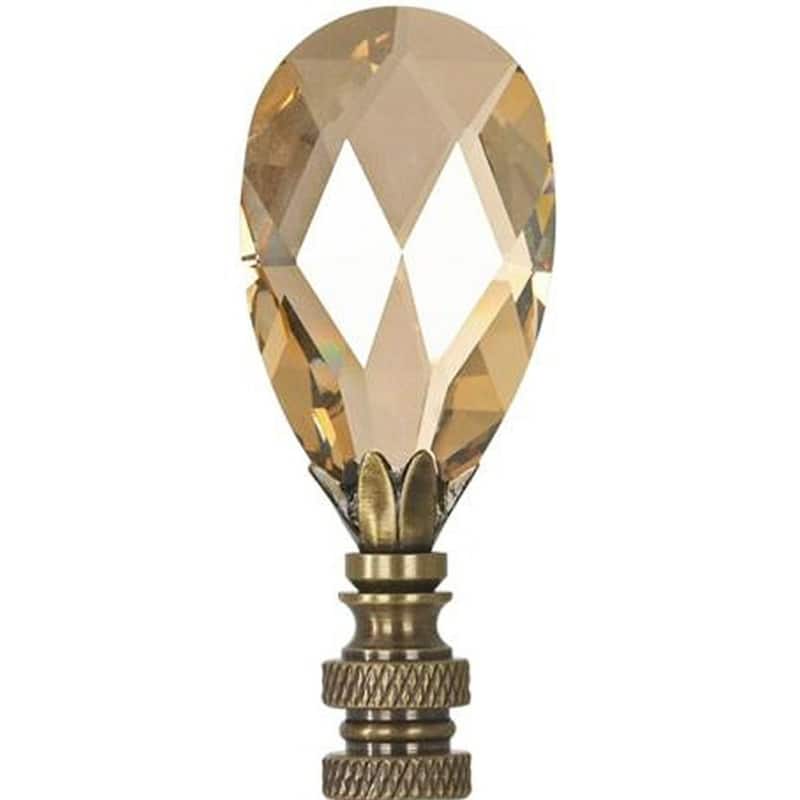 Stephanov Large Champagne Crystal Teardrops Antique Brass 2.85"h