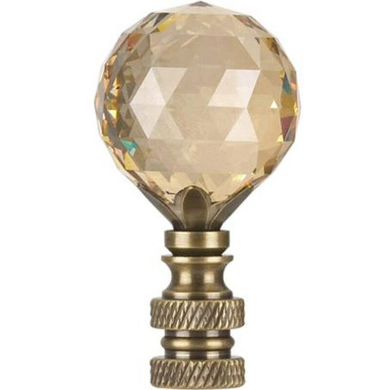 Stephanov Faceted Champagne Crystal Ball Antique Brass 2.25"h