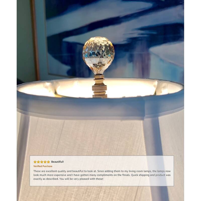Stephanov Faceted Champagne Crystal Ball Antique Brass 2.25"h
